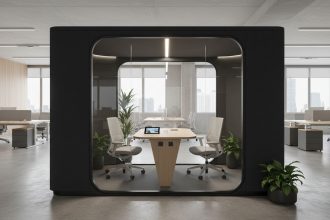 Cabine acoustique moderne favorisant la concentration au travail