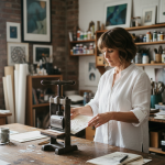 Quand le gaufrage devient un art personnel Femme créant un embossage sur papier dans son atelier