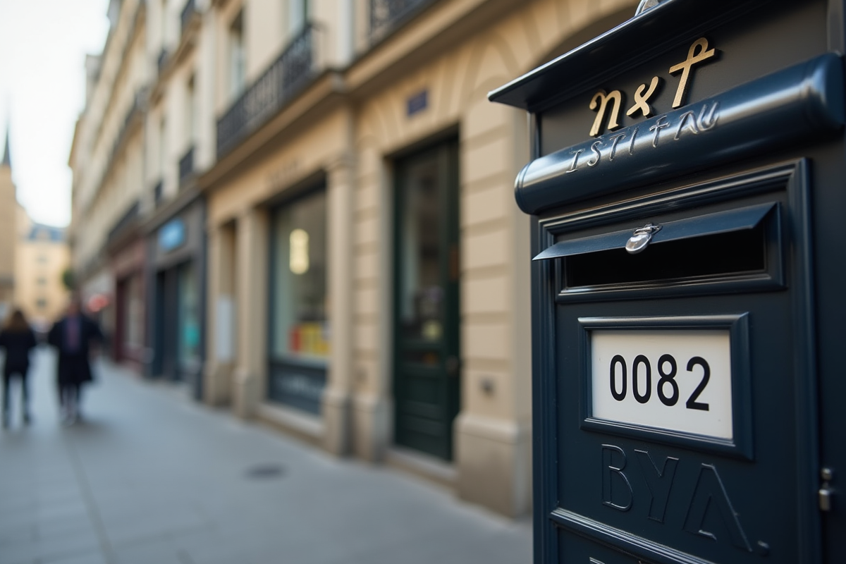Boite aux lettres moderne devant un immeuble haussmannien