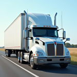 Camion de 44 tonnes sur une aire de repos en journée
