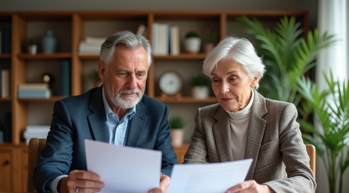 Optimisez votre patrimoine : les clés pour un investissement SCPI réussi Couple d'âge moyen examinant des documents d'investissement immobilier