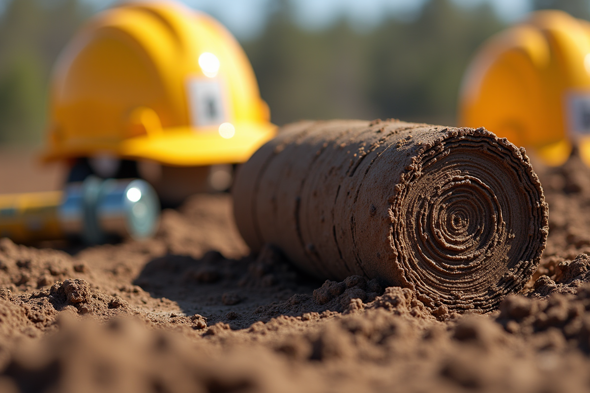 Gros plan sur un échantillon de sol avec couches visibles
