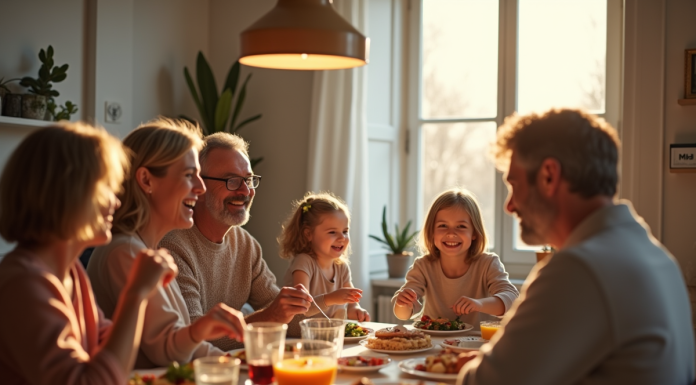 Family Business saison 4 : intrigues, casting et ce que l’on peut attendre Famille multigenerational partageant un repas à Paris
