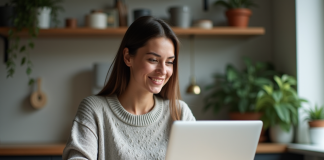 Jeune femme planifiant son budget avec un ordinateur