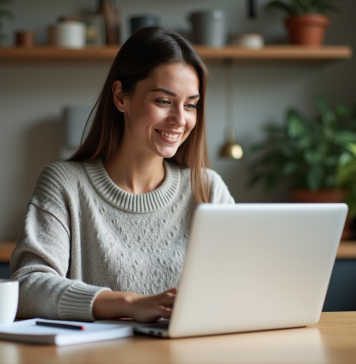 Jeune femme planifiant son budget avec un ordinateur