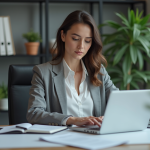 Signaler un contact : pourquoi et comment le faire de manière efficace ? Femme en tenue professionnelle travaillant sur son ordinateur dans un bureau