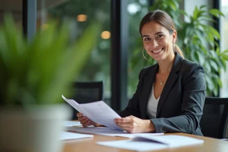 Femme professionnelle en réunion sur investissement durable