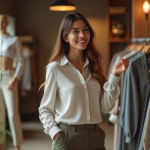 Femme élégante dans une boutique de mode moderne