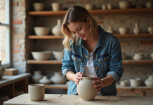Les expériences à vivre à Paris grâce aux bons cadeaux d’ateliers Jeune femme façonnant un vase en argile dans un atelier parisien