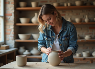 Les expériences à vivre à Paris grâce aux bons cadeaux d’ateliers Jeune femme façonnant un vase en argile dans un atelier parisien
