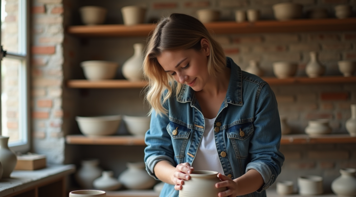Les expériences à vivre à Paris grâce aux bons cadeaux d’ateliers Jeune femme façonnant un vase en argile dans un atelier parisien