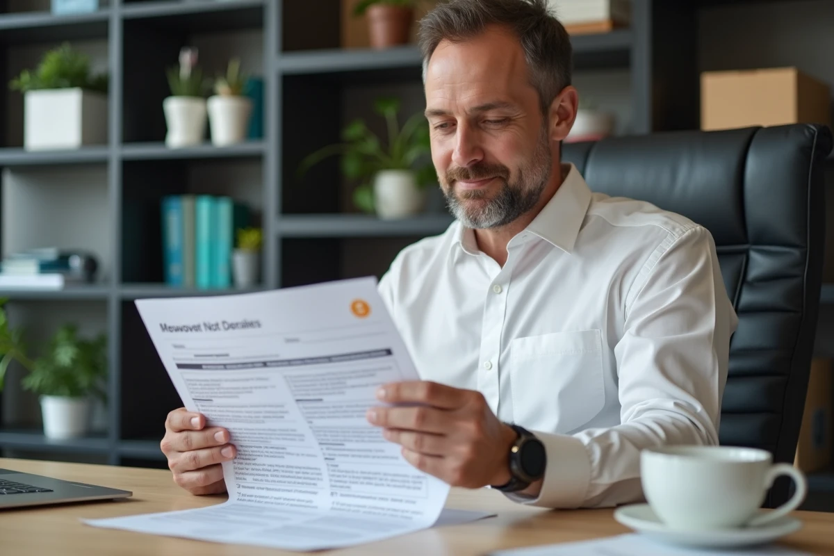Homme vérifiant un formulaire de don au bureau
