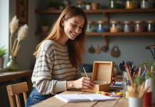 Atelier manuel pour débutants : les premières étapes pour réussir Jeune femme peint une boîte à bijoux dans un atelier lumineux