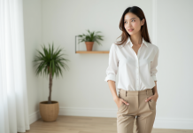 Look minimaliste : tout ce qu’il faut savoir pour adopter un style épuré Jeune femme en blanc dans un salon moderne