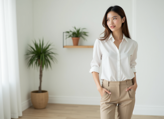 Look minimaliste : tout ce qu’il faut savoir pour adopter un style épuré Jeune femme en blanc dans un salon moderne