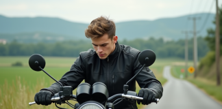 Fiabilité de la Magpower Avengers 125 : que vaut vraiment cette moto 125 cm³ ? Jeune homme inspectant une moto 125cc en campagne