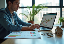 Jeune professionnel analysant des graphiques financiers modernes