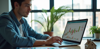 Jeune professionnel analysant des graphiques financiers modernes