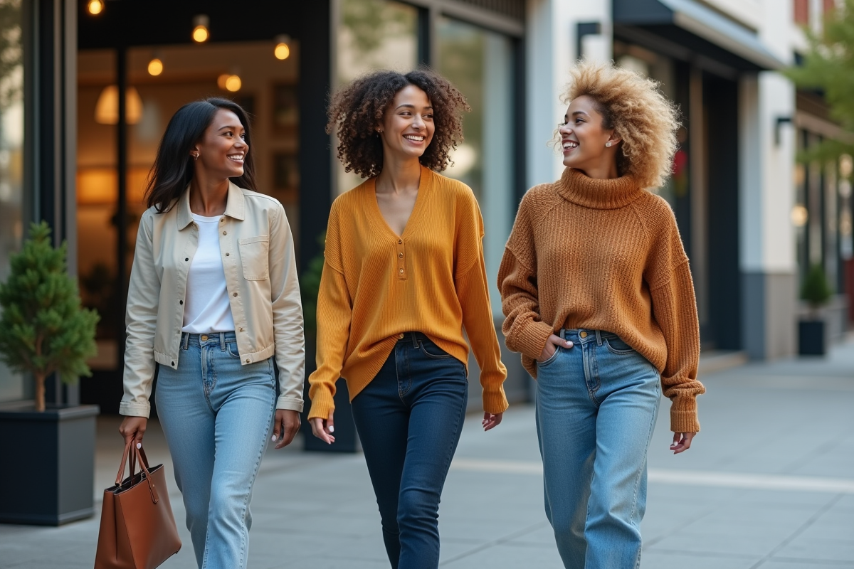 Groupe de jeunes adultes en ville en fashion urbaine