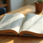 Livre de grammaire française ouvert sur un bureau lumineux