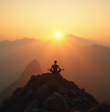 Entre spiritualité et aventure : l’Asie comme terrain de transformation personnelle Voyageur méditant au lever du soleil sur une montagne en Asie