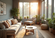 Salon lumineux dans un appartement moderne avec papiers de location