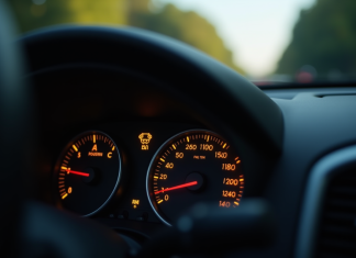Tableau de bord de voiture avec voyant pression tire