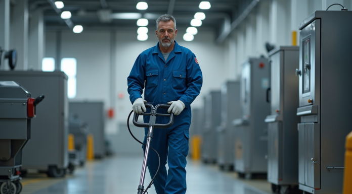 Technicien industriel en action dans une usine moderne